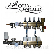 Коллектор с расходомерами в сборе на 6 выходов Aqua World для тёплого пола