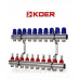 Коллекторный блок с термодатчиком и расходомером Koer KR.1110-10 1”x10 WAYS